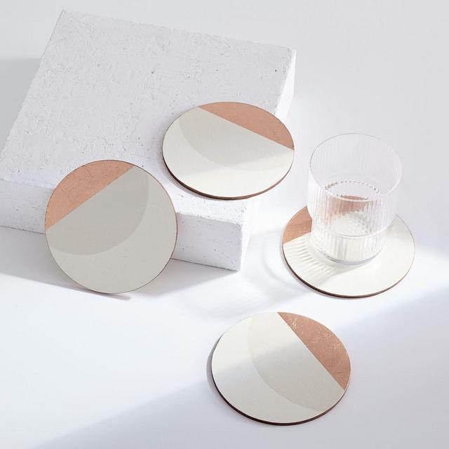 The Vintage Vogue Sunrise Coaster Set, Set of 4, White Copper