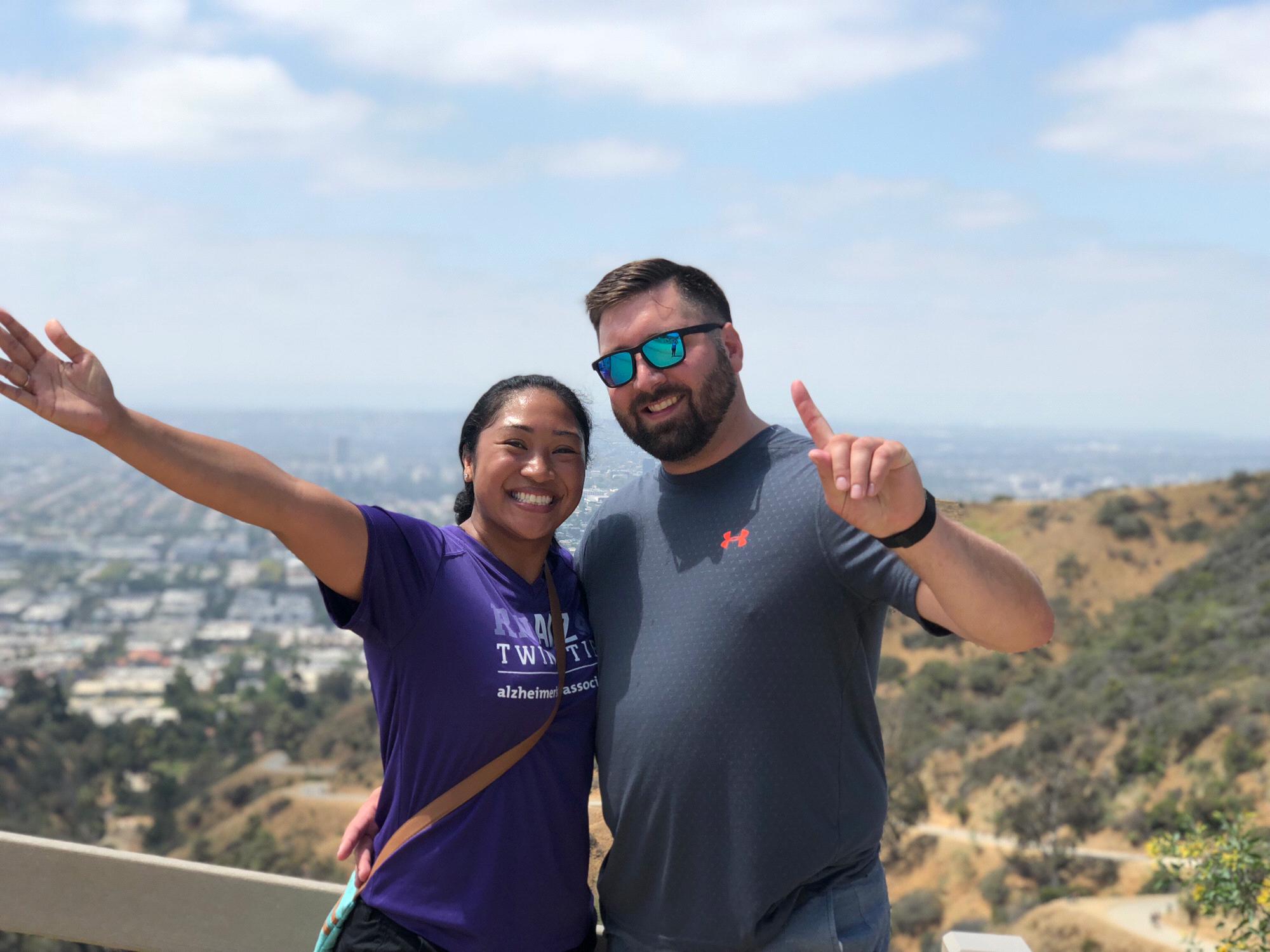 We hiked up to see the Hollywood sign on our trip to California last summer. We were happy we both made it to the top alive.