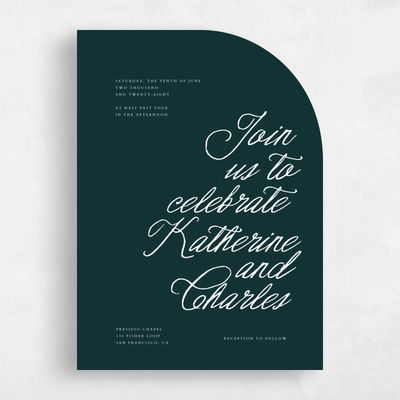 Dark Emerald, Green Wedding Invitation - Devan Portrait