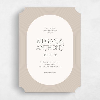 Beige Ticket Wedding Invitation - Majestic Portrait