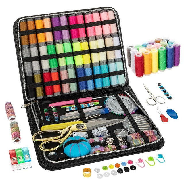 Sewing Kit for Adults, Upgraded Beginner Sewing Kit with 230pcs Sewing Accessories, Hand Needle and Thread Kit with Buttons, Portable Travel Sewing Kit for Home, Emergency, Sewing Machine, Gifting