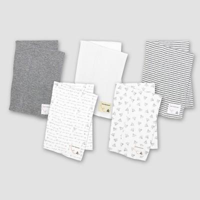 Burt's Bees Baby® Organic Cotton 5pk Solid/Print Burp Cloth Set - Heather Gray