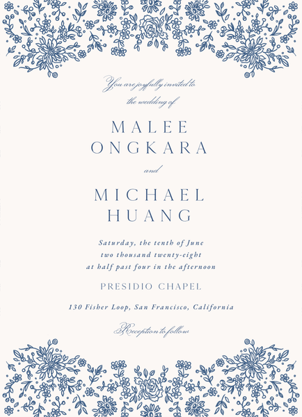 Justine Classic | Dark Cobalt | Zola Wedding Invitations