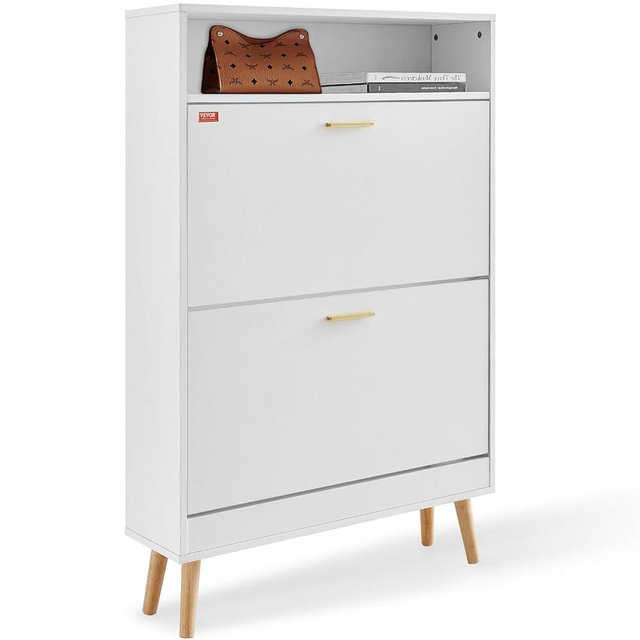 VEVOR Shoe Storage Cabinet for Entryway, 31.5" D x 9.4" W x 47.3" H, White