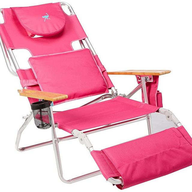 Ostrich Deluxe Padded Sport 3-in-1 Aluminum Beach Chair, Pink