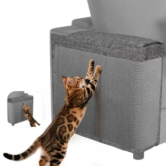Cat Scratch Protector for Sofa - Larger Couch Protector from Cat Claws Fit for Both Arm Side of Sofa,Couch Corner Scratcher with Expanded Coverage Color-Matched Sisal Pad Universal Fit (Dark Grey)