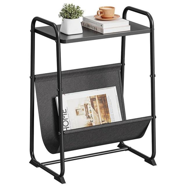 Huuger Small Side Table with Magazine Sling, Narrow End Table, Small Nightstand with Felt Pads, Bedside Table, for Bedroom, Living Room, Bathroom, Small Space, Black
