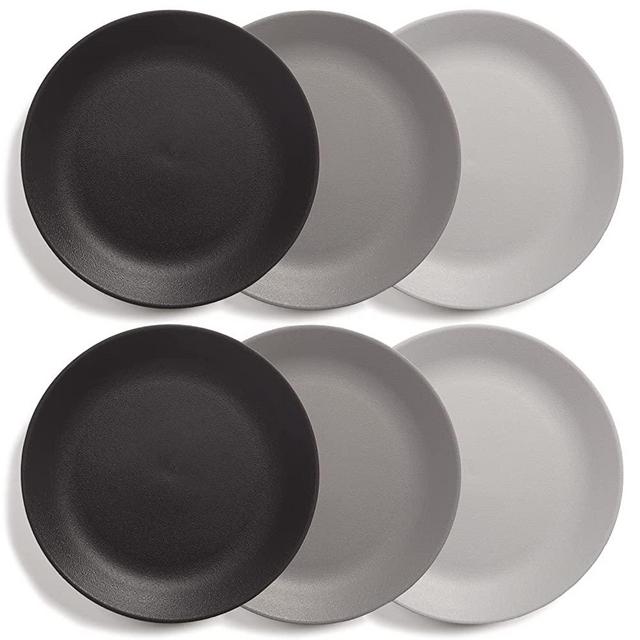 US Acrylic Everest Ultra-Durable Plastic 10 inch Dinner Plates in Grey Stone | set of 6 Reusable, BPA-Free, Made in the USA, Microwave & Dishwasher Safe Dinnerware