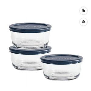 Anchor Hocking Glass Food Storage Containers with Lids, 2 Cup Round, Set of 3