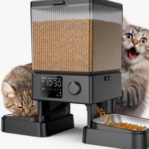OneIsAll Stainless Steel Automatic Two Bowl Cat Feeder