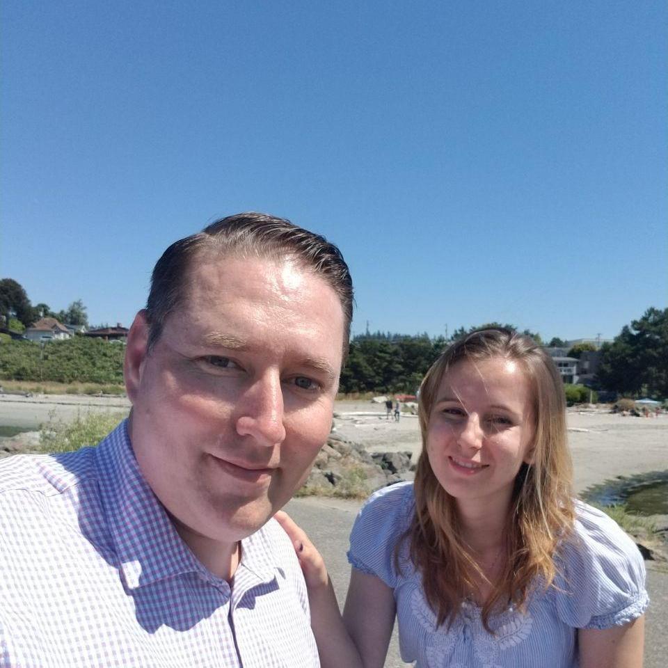 On Edmonds beach after service.