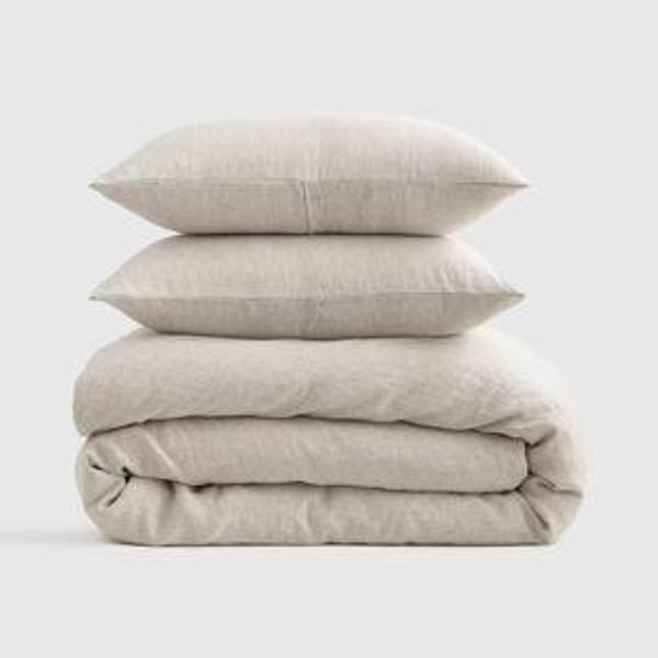 European Linen Duvet Cover Set - Full/Queen - Natural Chambray