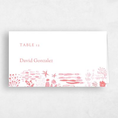 Coral, Pink Wedding Place Card - Wrightsville