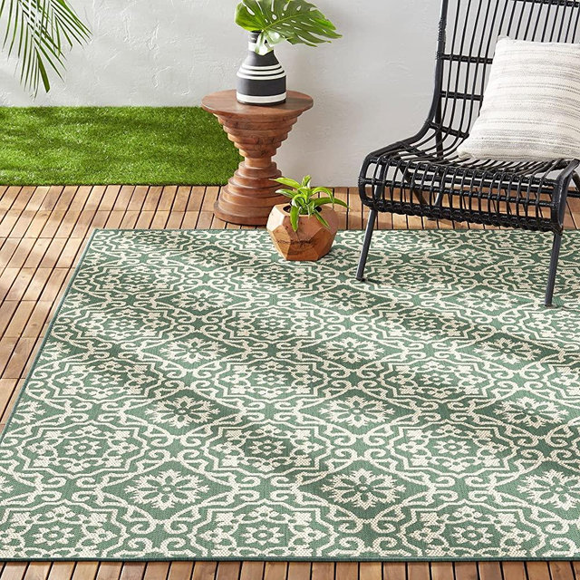 Home Dynamix Nicole Miller Patio Country Danica Indoor/Outdoor Area Rug, Green/Beige, 7'9"x10'2"