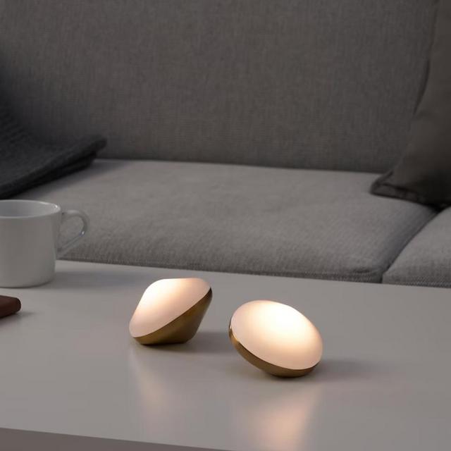 BJÖRKSPIREA LED decorative light - brass color diamond-shaped 2 pack