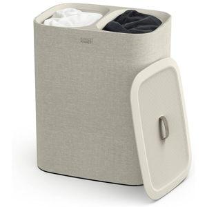 Joseph Joseph Tota 90 liter/23.8 gallon Laundry Hamper Separation Basket with lid, 2 Removable Washing Bags with Handles - Ecru