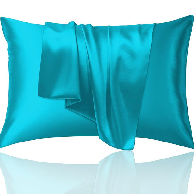 Netcken Satin Pillowcase with Hidden Zipper Size Set of 2 Pillowcase Similar Silk Pillowcase for Hair and Skin Super Soft for Her or Him (Teal, Standard (20" x 26") Zipper)