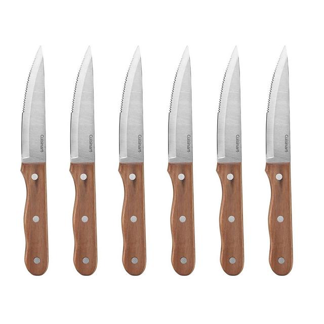 Cuisinart 6pc Stainless Steel Triple Rivet Walnut Steak Knife Set - C55W-S6STK