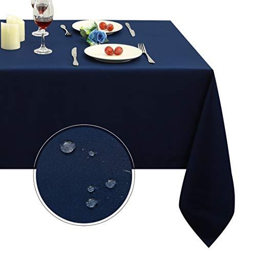Obstal Rectangle Table Cloth, Oil-Proof Spill-Proof and Water Resistance Microfiber Tablecloth, Decorative Fabric Table Cover for Outdoor and Indoor Use (Navy Blue, 60 x 84 Inch)