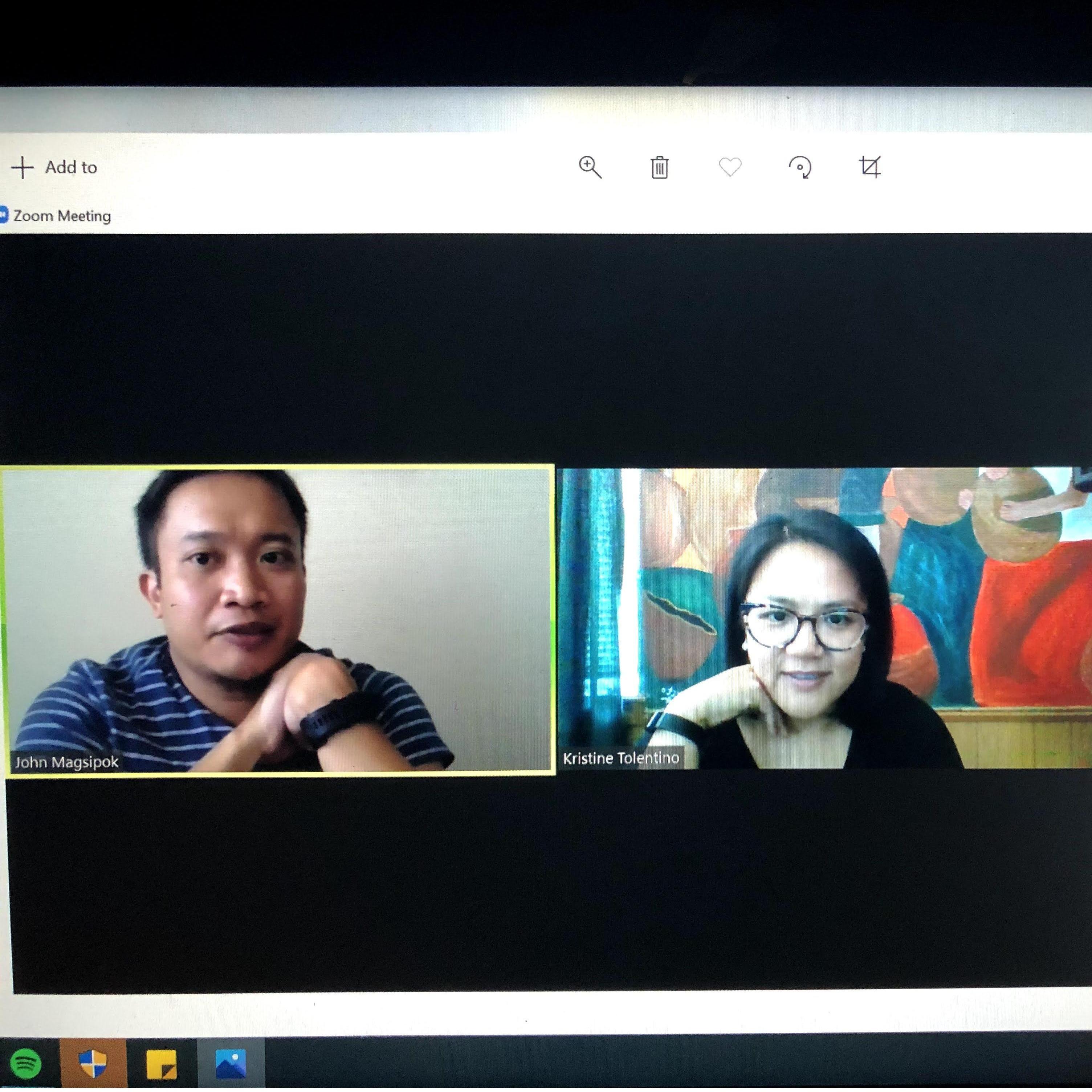Where it started, first date via Zoom!

Kristine took this sneaky pic.