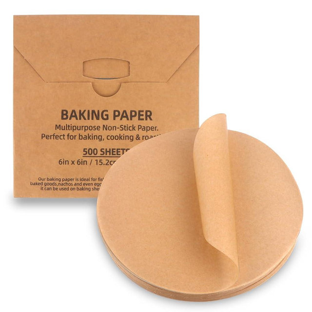 Tikxlafe 500 Pcs 6 inch Round Unbleached Parchment Paper - Natural Precut Patty Paper for Tortilla Press and Cake Pan