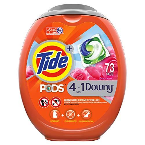 Tide Pods with Downy, Liquid Laundry Detergent Pacs, April Fresh, 73 Count - Packaging May Vary