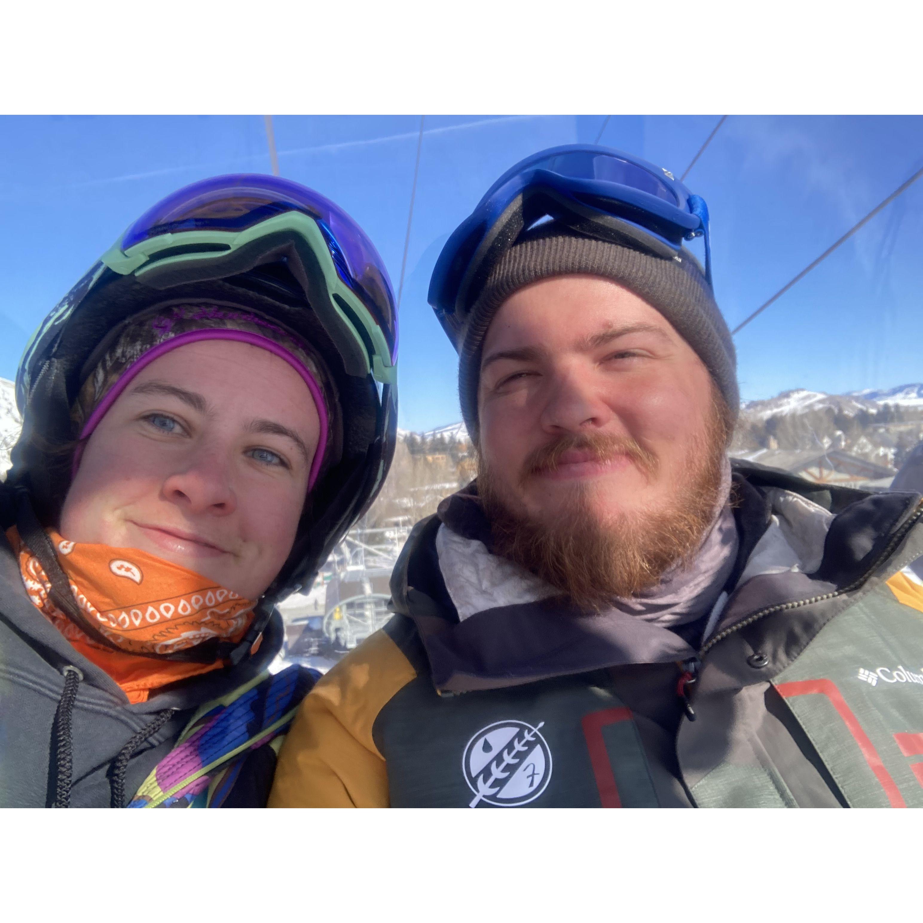 Enjoying some fresh powder at Snow King Mountain, Jackson Wyoming