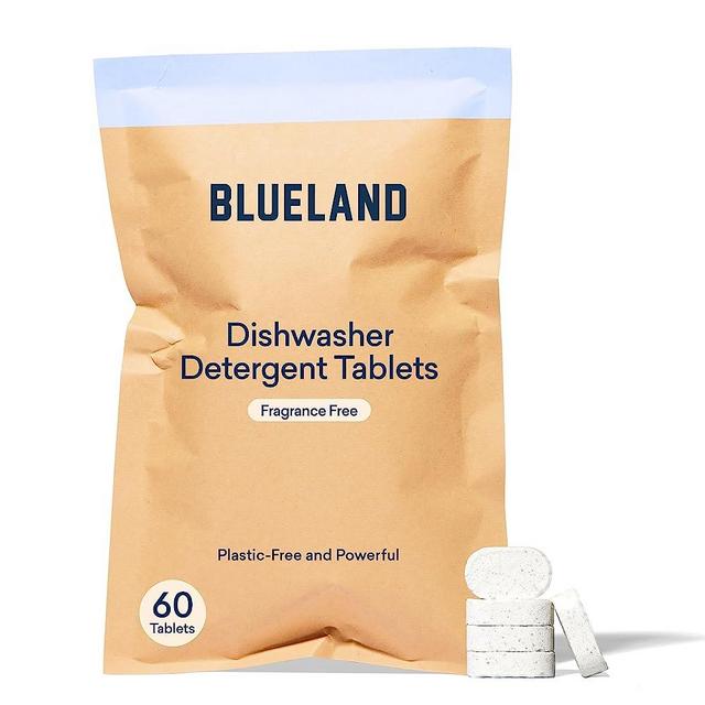 BLUELAND Dishwasher Detergent Tablet Refill 1 Pack, 60 Count - Plastic-Free Alternative to Liquid Pods or Sheets - Natural, Sustainable, Eco Friendly Dishwasher Detergent - 60 Washes