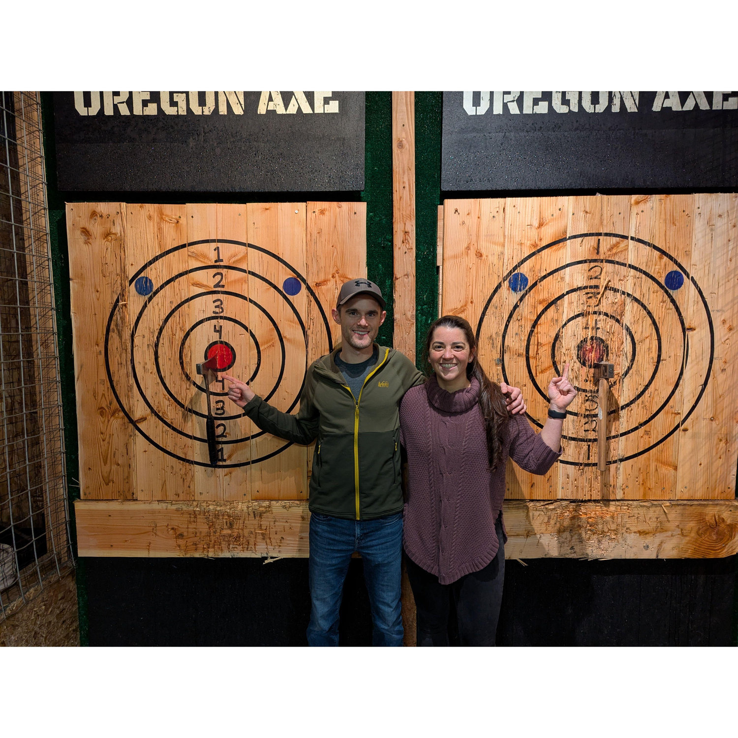 One of our first dates, dinner and axe throwing. Isaac is quite a natural