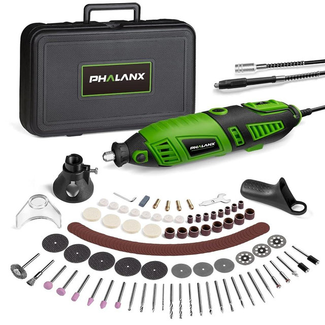 180W Rotary Tool Kit, 1.5-Amp PHALANX 6 Variable Speed with Flex Shaft, 8000-32000RPM Rotary Multi-Tool& 139pcs Accessories Kit, Power Multiuse Set Prefect for Crafting Projects and DIY Creations…