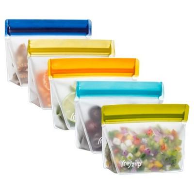 (re)zip Leak-Proof Assorted Colors Stand Up Storage Bag- 5ct