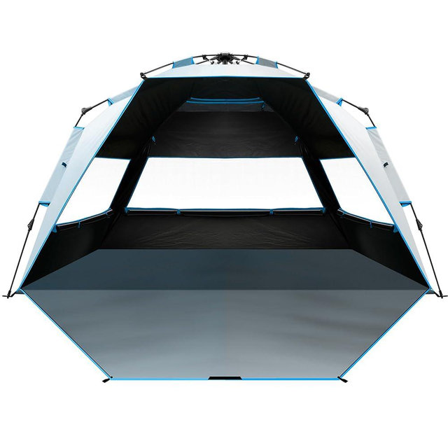 OutdoorMaster Beach Tent with Blackout Shelter Technology, Portable Beach Shade Sun Shelter Canopy for 4-6 Person with UPF 50+ UV Protection, Easy Setup Pop Up Tent Family Size
