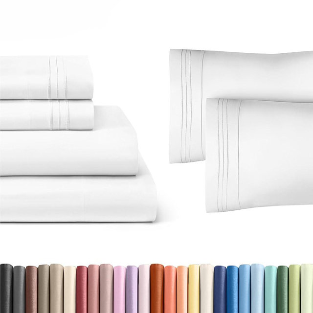 White 4-Piece Sheet Set & Pillowcase Bedding Bundle (King Size) - Bed Set Includes Complete King Sheet Set & 2 King Pillowcases - Hotel Luxury Quality - Comfy, Cooling Sheets & Pillowcase Bedding Set