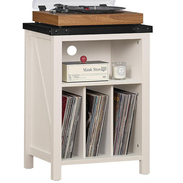 Joaxswe Record Player Stand with Vinyl Record Storage Holds up to 160 Albums,Large Wood Record Player Table Dispaly Shelf，White Turntable Stand Cabinet for Living Room,Bedroom,Office 8