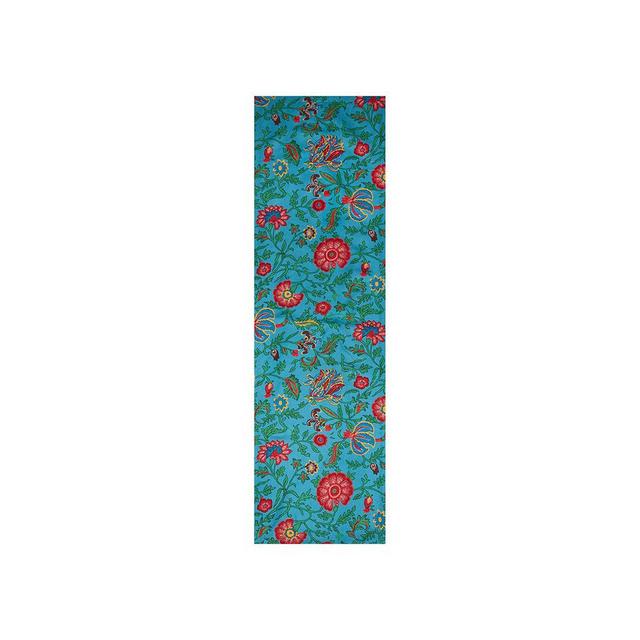 Medium Runner (50x160)Dragonflower Turchese in Linen