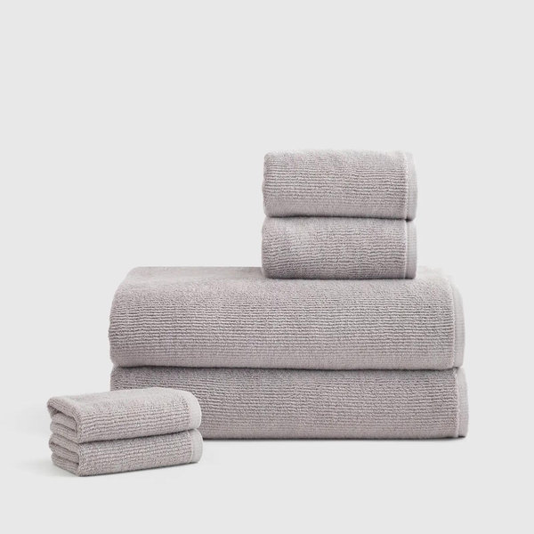 Turkish Ribbed Quick Dry Bath Sheet Bundle - Grey