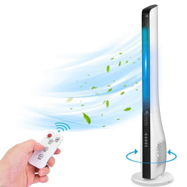 Tower Fan - 43 Inch Quiet Bladeless Oscillating Fan w/Remote Control 3 Wind Speed & Modes 7.5H Timer Room Fans for Cooling Whole Room Air Circulator Standing Fan for Bedroom Home Office Kitchen Use
