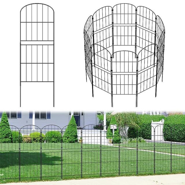PINPON Decorative Garden Fence 10 Panels 37.5in (H) x 10.4ft (L) Border Animal Barrier, Rustproof Metal Wire Landscape Wire Edge Flower Bed Fencing for Patio Yard Outdoor Decor, Arched