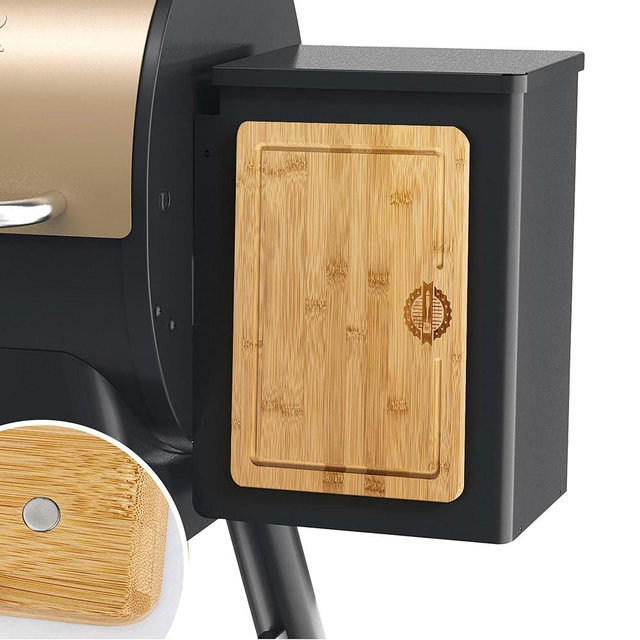 Magnetic Bamboo Cutting Board, Ideal for BBQ and Outdoor Cooking, Premium Bamboo Chopping Board with Strong Magnets to Securely Attach to Grill Side, Compatible with Traeger and Pit Boss Grills.