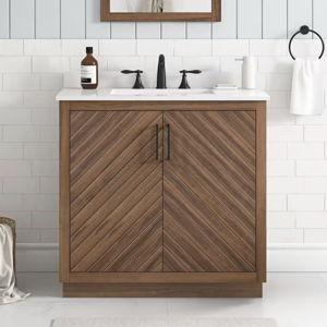 Huckleberry 36 in. Single Sink Spiced Walnut Bath Vanity with White Engineered Stone Top (Assembled)