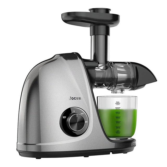 Juicer Machines, Jocuu Slow Masticating Juicer Extractor, Cold Press Juicer with Two Speed Modes, Easy to Clean, Quiet Motor, Reverse Function, with Brush and Recipes, for Fruits and Vegtables
