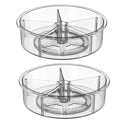 Plastic Round Lazy Susan Rotating Turntable Food Storage Container for Cabinet, Pantry, Refrigerator, Countertop, Spinning Organizer for Spices, Condiments, Baking Supplies 11.5'' 2 Packs