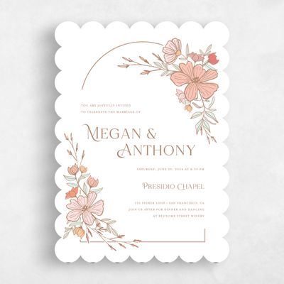 Pink Scalloped Wedding Invitation - Leighton Bloom