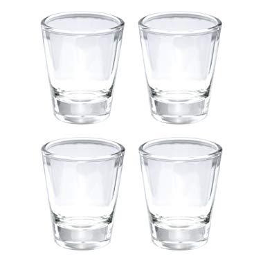 Thirsty Rhino Karan, Round 1.5 oz Shot Glass with Heavy Base, Clear Glass, Set of 4