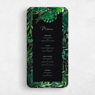 Black Rounded Wedding Menu - Cartago