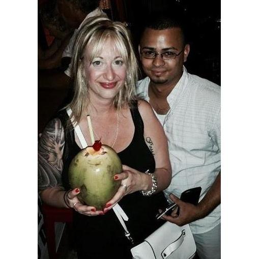 Missy's first REAL CoConut cocktail, in south Puerto Rico.