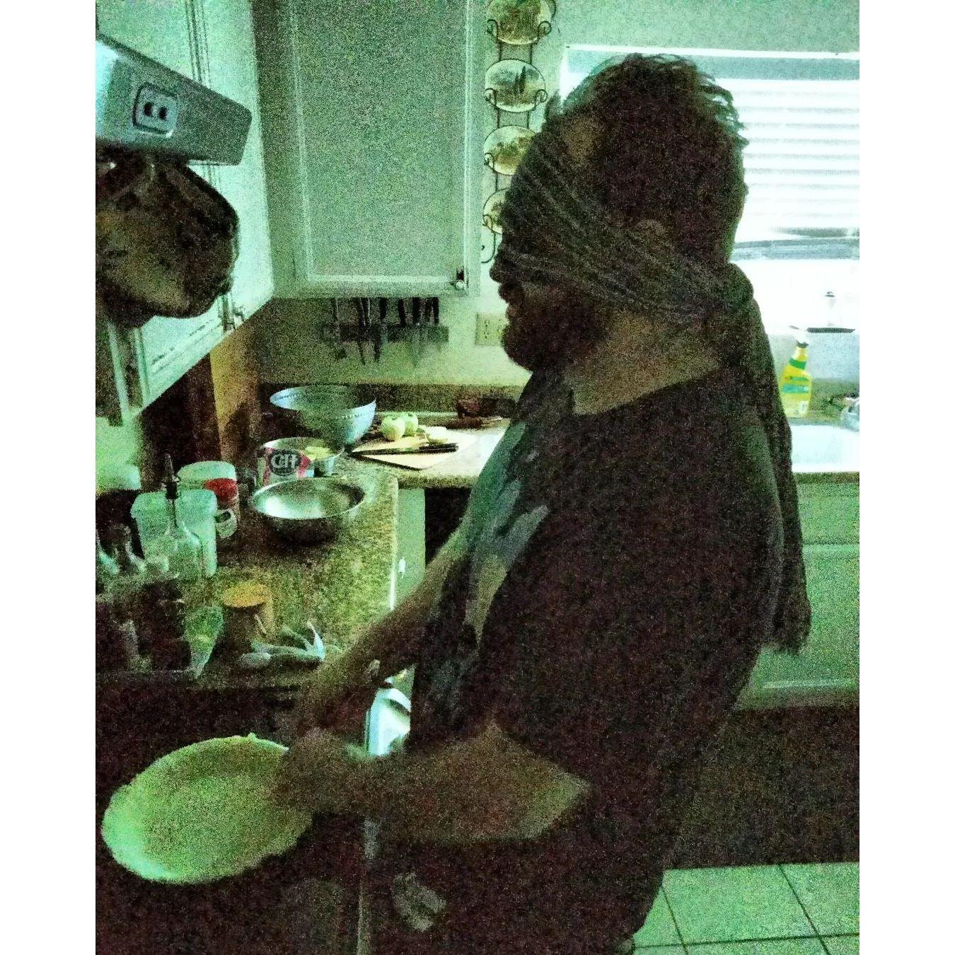 ... only he was blindfolded as we baked it!