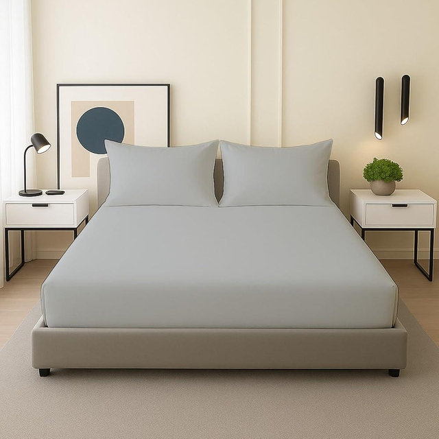 Queen Sheets Set, 100% Soft Microfiber, 3 Piece with Fitted Sheet and Pillowcases, Deep Pocket Fits Up to 15 Inch Mattress, Cooling, Breathable, Wrinkle Resistant, Hotel Luxury, Silver Grey