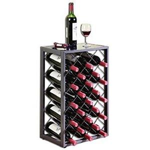 Mango Steam 23 Bottle Wine Rack with Glass Table Top, Pewter