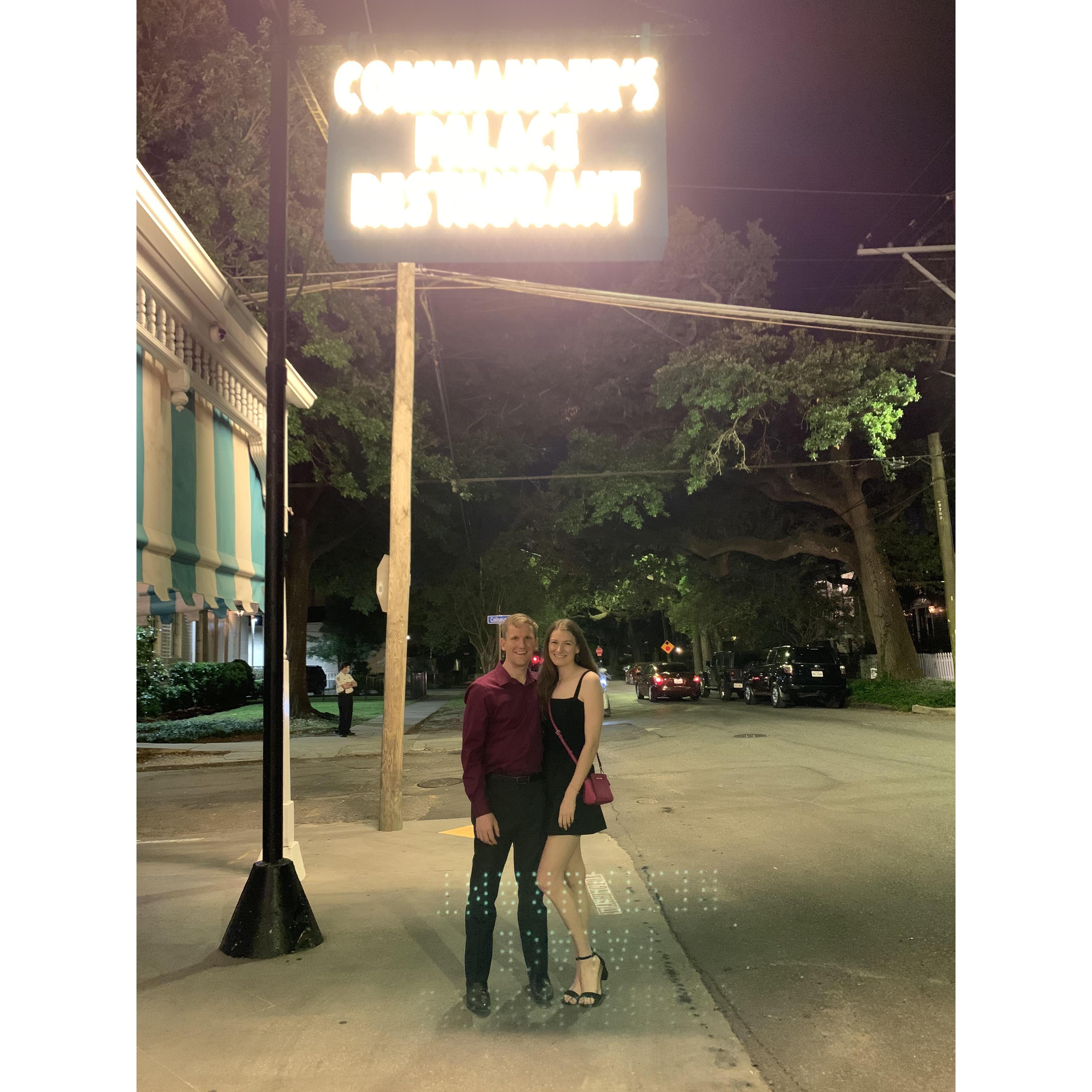 Date night at Commander's Palace with some antelope, cheesecake, and strawberry shortcake